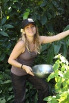 Kristen picking White Ginger Lily's for use in meal preparation at the Hawaiian Sanctuary